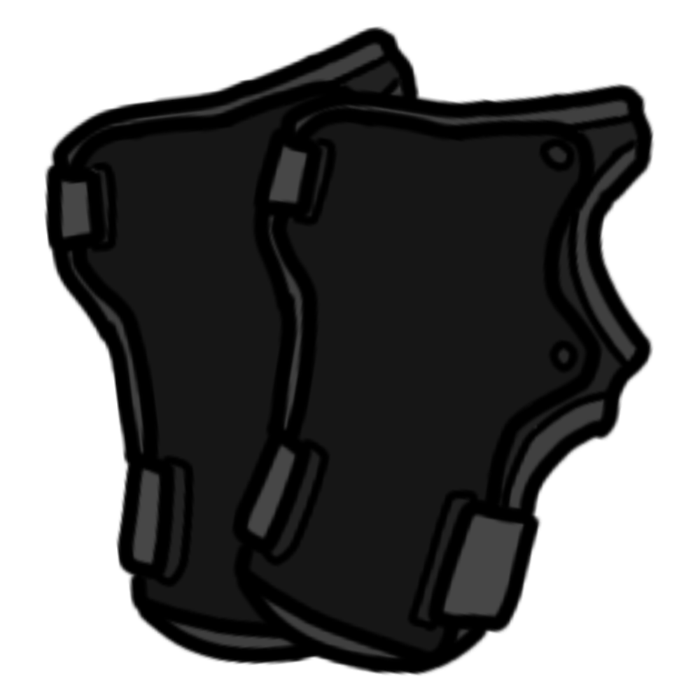 A set of black wrist guards with black palm shields over lapping each other.